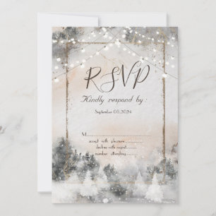 Forest Tree Woodland String Lights RSVP Invitation