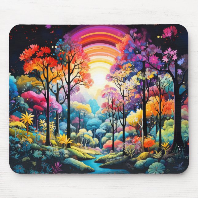 Forest Trees Concept Abstract Colourful Scenery Ar Mouse Pad (Front)