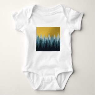 Forest Trees Golden Landscape  Baby Bodysuit