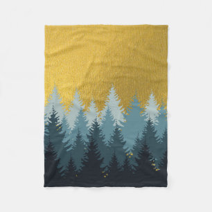 Forest Trees Golden Landscape   Fleece Blanket