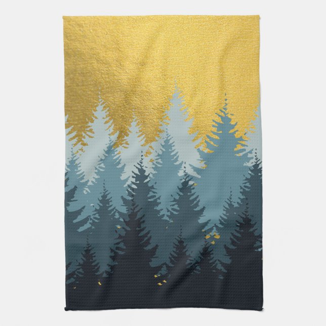 Forest Trees Golden Landscape  Kitchen Towel (Vertical)