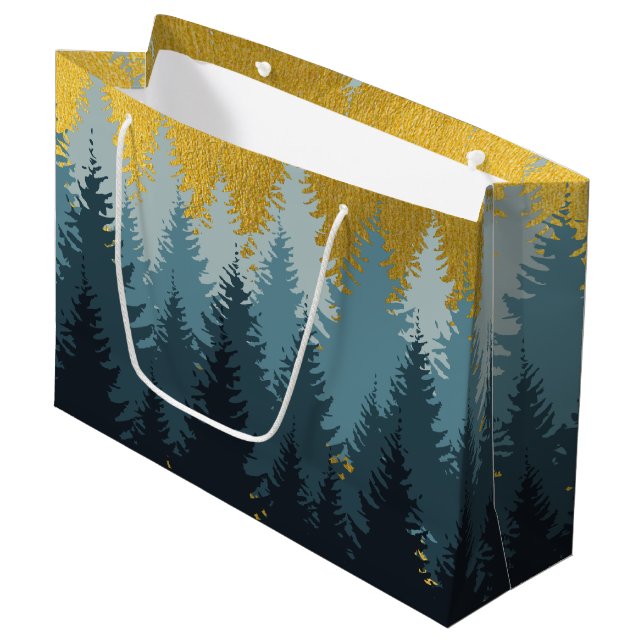 Forest Trees Golden Landscape   Large Gift Bag (Front Angled)