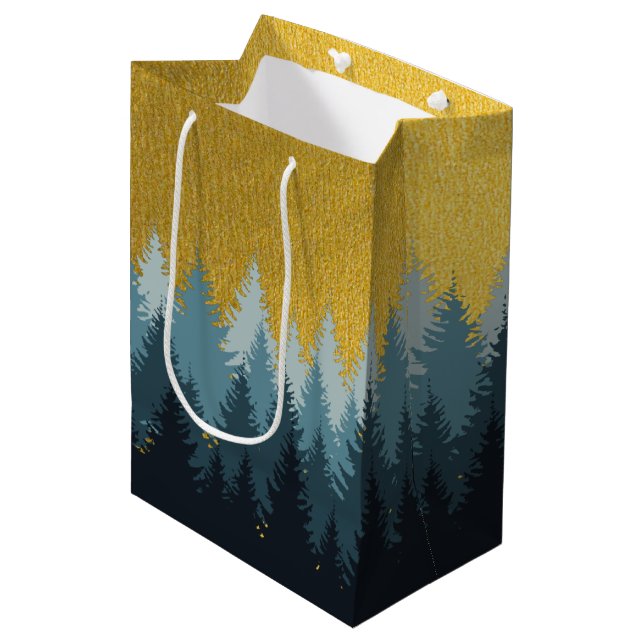 Forest Trees Golden Landscape Medium Gift Bag (Front Angled)