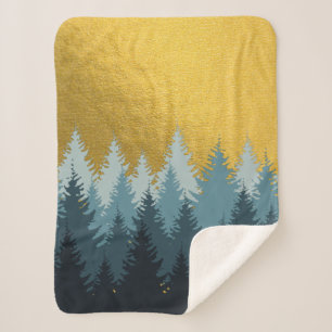 Forest Trees Golden Landscape   Sherpa Blanket