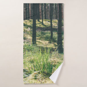 Forest trees. nature green wood sunlight backgroun bath towel