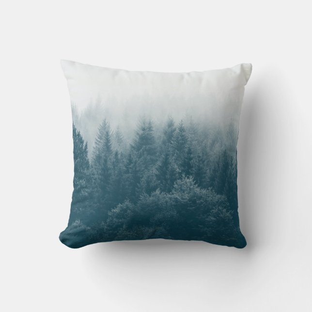 Forest Trees Nature Print Throw Pillow (Front)