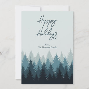 Forest Trees Sage Green Landscape Happy Holidays  Holiday Card