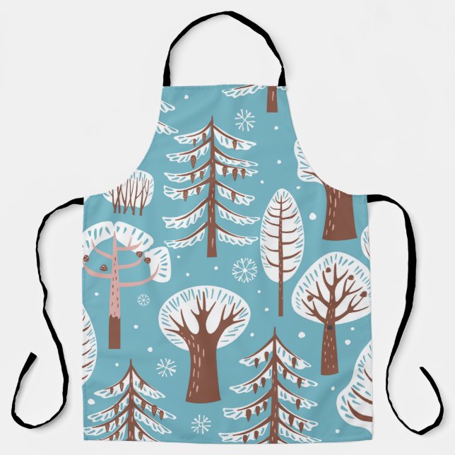 Forest, trees. Seamless background. Winter Apron (Front)