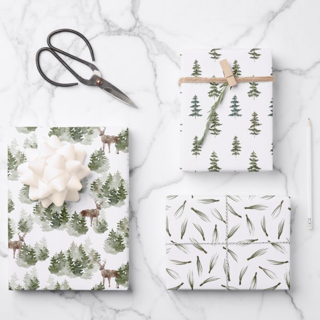 Forest Trees Wedding Gift Wrapping Paper Sheets (Front)