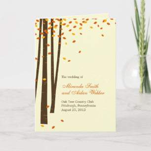 Forest Trees Wedding Program Card - Orange