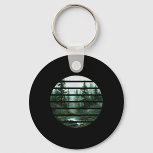 Forest Trees Wildlife Outdoors Retro Vintage Hikin Keychain