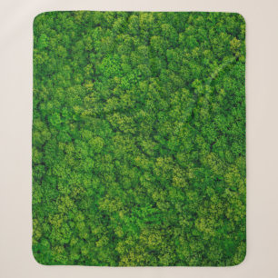 Forest view from above, aerial top view with copy sherpa blanket