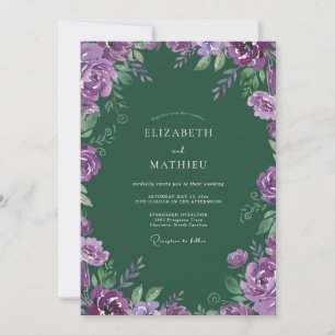 Forest Violet Leaf Wedding Invitation