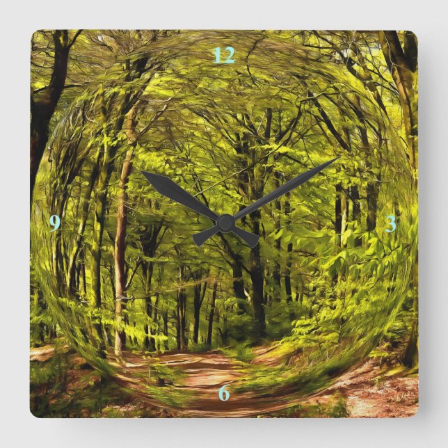 Forest Walk in Spring Square Wall Clock (Front)
