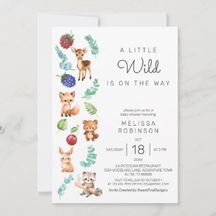 Forest Watercolor Animal Baby Boy Shower Invitation