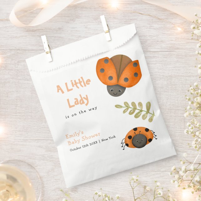 Forest Watercolor Little Ladybug Baby Shower  Favour Bag (Clipped)