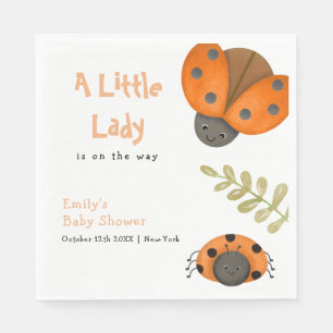 Forest Watercolor Little Ladybug Baby Shower  Napkin