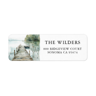 Forest Watercolor Mountain Lake Return Address