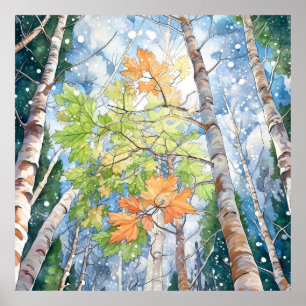 Forest Watercolor Painting Art Print 