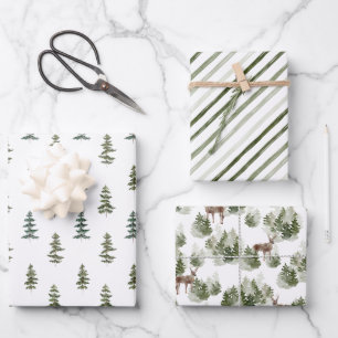 Forest watercolor theme patterns wrapping paper sheet