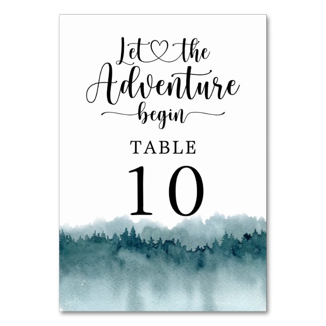 Forest Watercolor Wedding  Table Number (Front)