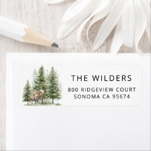 Forest Watercolor Woodland Moose Return Address