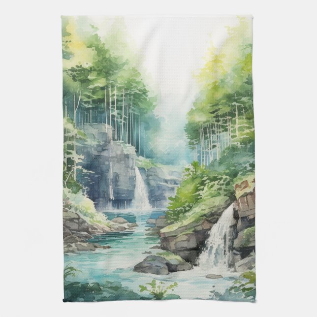 Forest Waterfall Kitchen Towel (Vertical)