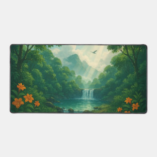 Forest Waterfall Landscape Desk Mat