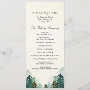 Forest Wedding Ceremony Program Pine Trees Winter