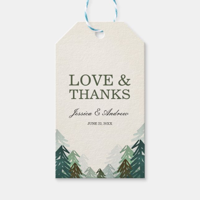 Forest Wedding Favour Gift Tags Pine Tree Adventur (Front)