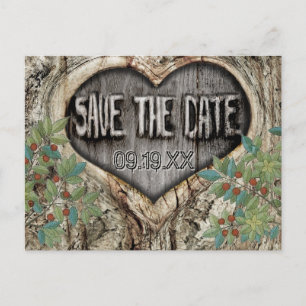 Forest Wedding Rustic Heart in Tree Save the Date Announcement Postcard