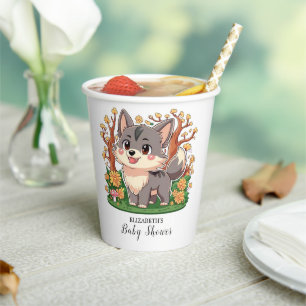 Forest Whimsical Wolf Baby Shower Paper Cups