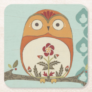 Forest Whimsy II Square Paper Coaster