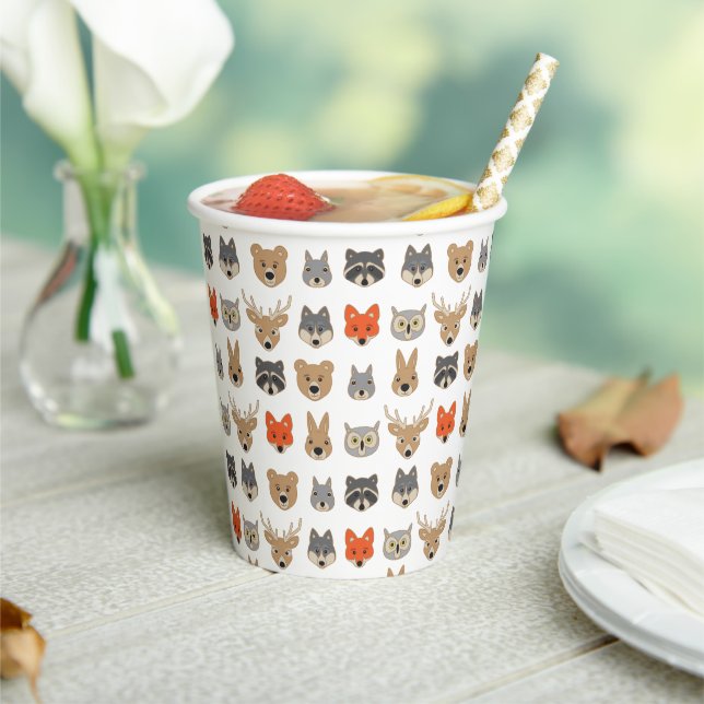 Forest Wild Animals Illustration Paper Cups (Insitu)