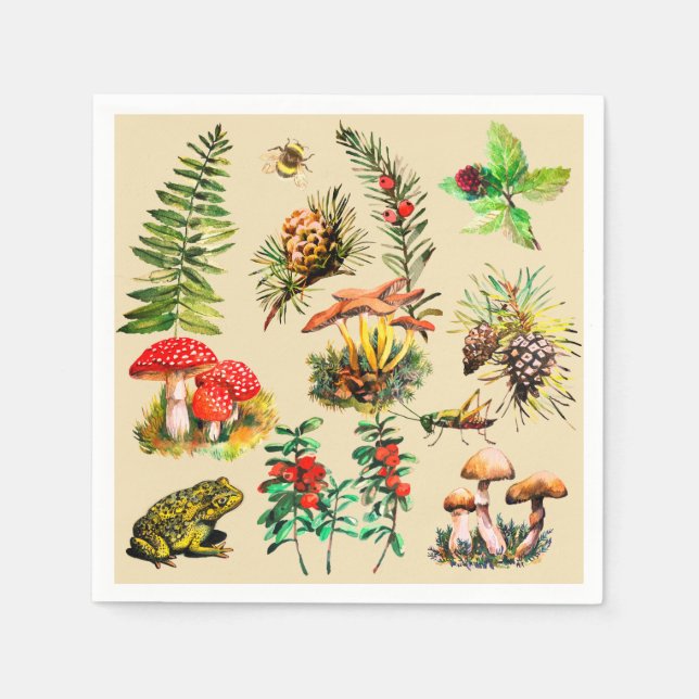 Forest, wild mushrooms napkin (Front)