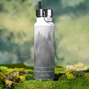 Forest Wilderness Photo with John Muir Quote Water Bottle