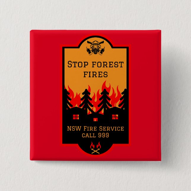 Forest Wildfire Prevention 2 Inch Square Button (Front)
