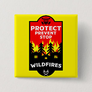 Forest Wildfire Prevention 2 Inch Square Button