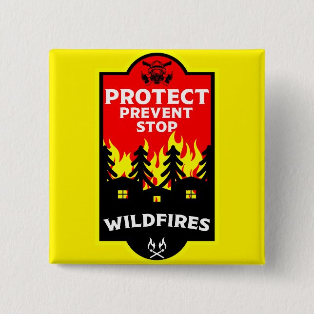 Forest Wildfire Prevention 2 Inch Square Button (Front)