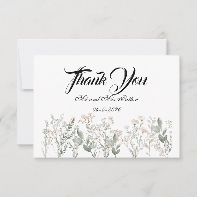 Forest Wildflowers Thank You Card (Front)