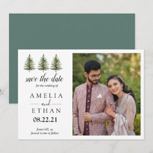 Forest Wintre Watercolor Wedding Save The Date