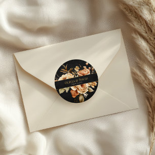 Forest Witch Black Floral Wedding Round Sticker