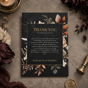 Forest Witch Black Floral Wedding Thank You Card