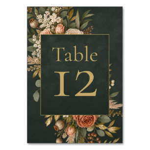 Forest Witch Green Floral Table Number Card
