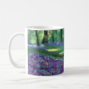Forest with bluebells in bloom landscape painting coffee mug