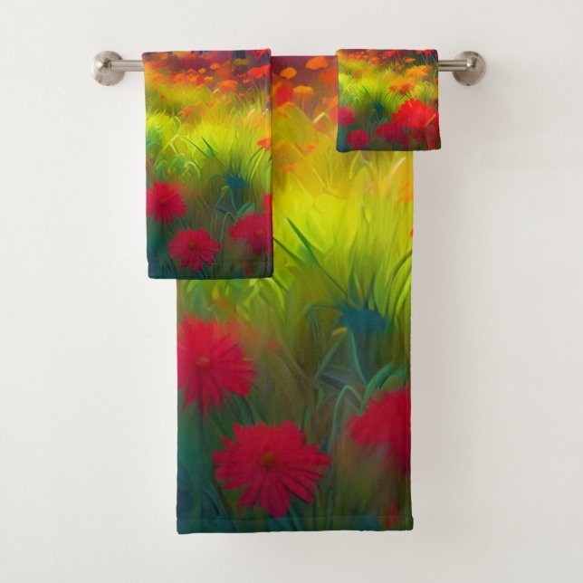 Forest with Colourful Trees And Flowers Bath Towel Set (Insitu)