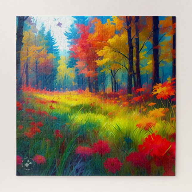 Forest with Colourful Trees And Flowers Jigsaw Puzzle (Vertical)