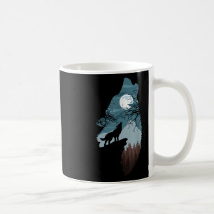 Forest With Full-moon And Cliff Of Silhouette Howl Coffee Mug