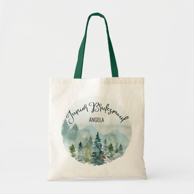 Forest Wonder Junior Bridesmaid  Wedding Tote Bag (Front)