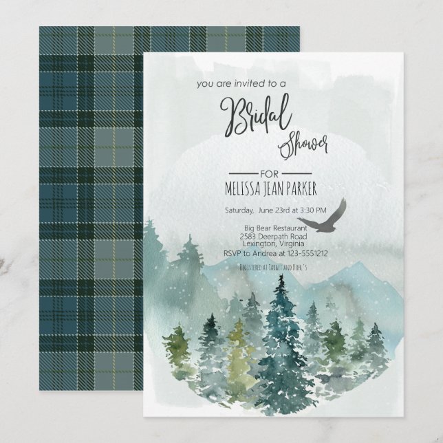 Forest Wonder Rustic Pine Bridal Shower Invitation (Front/Back)